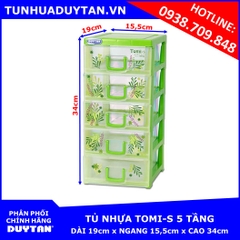 tủ nhựa Duy Tân TOMI-S 5 tầng (LÁ)