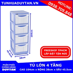 Tủ nhựa Duy Tân Lớn 4 tầng màu Dương