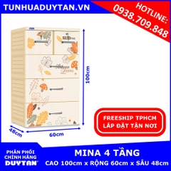 Tủ nhựa Duy Tân MINA 4 tầng  màu Kem mẫu mới 2019