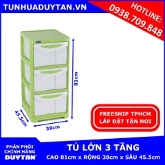 Tủ nhựa Duy Tân Lớn 3 tầng màu xanh Lá