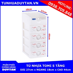 Tủ nhựa Duy Tân TOMI 5 tầng (Trắng)