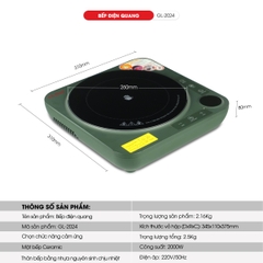 Bếp điện quang 2024 - Công suất 2000W - Bảo hành 1 năm