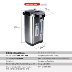 Bình thủy điện 5050B - 5 Lít - Bảo hành 2 năm