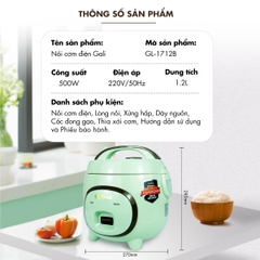 Nồi cơm điện 1712B - 1.2 Lít - Bảo hành 2 năm