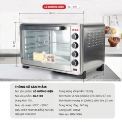 Lò nướng điện 1170 - 70 Lít - Bảo hành 1 năm