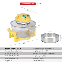 Lò nướng thủy tinh 1100 - 17 Lít - Bảo hành 1 năm