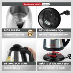 Ấm siêu tốc 0012A - 1.2 Lít - Bảo hành 1 năm