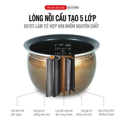 Nồi cơm điện 1718N - 1.8 Lít - Bảo hành 2 năm