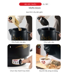 Siêu sắc thuốc 1801 Matte Black - 3.3L - Bảo hành 2 năm