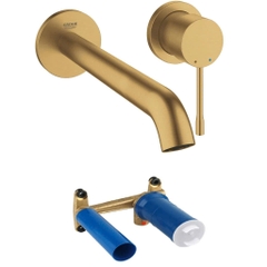 Vòi Lavabo âm tường màu vàng bóng nhập Đức Grohe Essence - Cool Sunrise | 19967GL1+23571000
