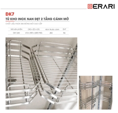 Tủ kho Inox 304 nan dẹt 2 tầng cánh mở (Inox 304 bóng mờ cao cấp)