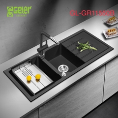 Chậu rửa bát đá 2 hố 1 bàn Geler | GL-GR 11550B màu đen