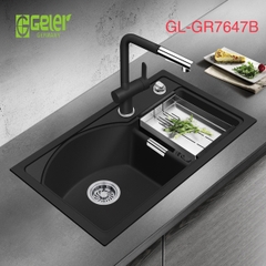 Chậu rửa bát đá 2 hố lệch Geler | GL-GR 7647B màu đen