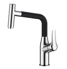 Vòi rửa bát nóng lạnh rút dây chất liệu đồng mạ đen Geler GL-289B