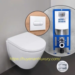 Bồn cầu két treo nắp rơi êm nhập khẩu Đức Duravit D-Neo | 45880900A1+90743 Neeos