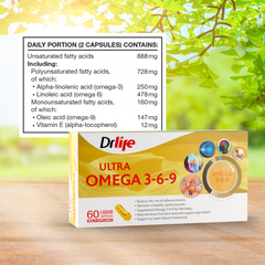 Viên uống bổ não, sáng mắt và hỗ trợ tim mạch Drlife Ultra Omega 3-6-9 60 viên