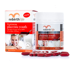 Viên uống nhau thai cừu giúp trẻ hoá da, mờ thâm nám Rebirth Platinum Placenta Youth 60v