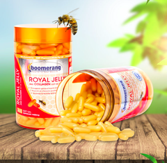 Viên uống sữa ong chúa Roya Jelly và collagen giúp đẹp da, mờ thâm nám Boomerang 360viên