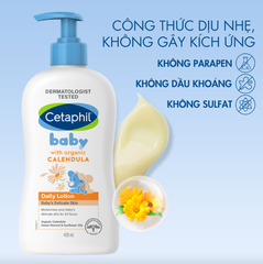 Sữa dưỡng thể cho bé từ Hoa cúc Calendula hữu cơ Cetaphil Baby Daily Lotion 400ml