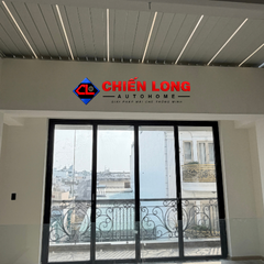 Mái Nhôm Xếp Lật Tự Động Che Sân Thượng 5m x 7m
