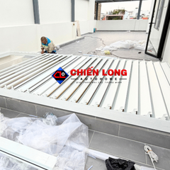 Mái Nhôm Xếp Lật Tự Động Che Ban Công 3m x 6m