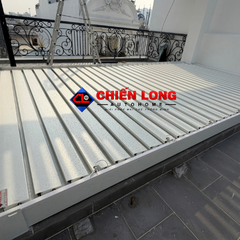 Mái Nhôm Xếp Lật Tự Động Che Sân Thượng 5m x 7m