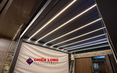 Mái Nhôm Xếp Lật Che Nhà Xe Tự Động 4m x 6m