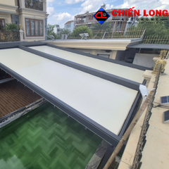 Mái xếp PVC tự động che sân thượng, sân vườn, hồ bơi