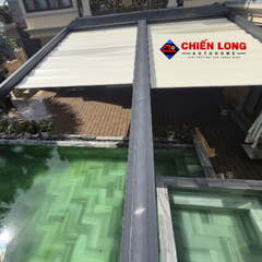 Mái xếp PVC tự động che sân thượng, sân vườn, hồ bơi