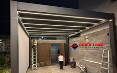 Mái Nhôm Xếp Lật Che Nhà Xe Tự Động 4m x 6m