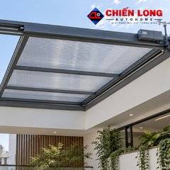 Giếng Trời Lùa Tự Động Khung Nhôm Polycarbonate Đóng Khi Mưa