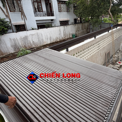 Mái Nhôm Xếp Trượt Tự Động Che Sân Sau 3m x 5m