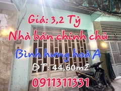 Chính chủ cần bán cấp nhà cấp 4, Diện tích 3,95x10.6 Đường Bình Hưng Hòa A, Q Bình Tân