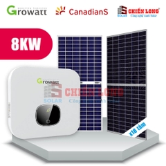 Báo giá 18 tấm pin Canadian 445w |  2 Inverter Growatt hệ hòa lưới 8Kw Áp mái