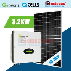 Báo giá 8 tấm pin Qcells 400Wp | Inverter Growatt 3000-S hệ hòa lưới 3.2kw Áp mái