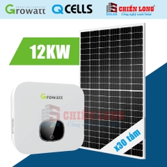 Báo giá 30 tấm pin Qcells 400Wp | 2 Inverter Growatt MIN 6000TL-X hệ hòa lưới 12Kw Áp mái