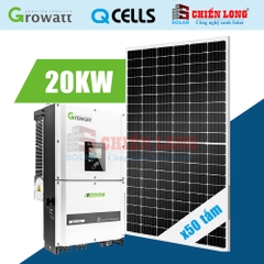 Báo giá 50 tấm pin Qcells 400Wp | 1 Inverter Growatt MID 20KTL3-X hệ hòa lưới 20Kw Áp mái