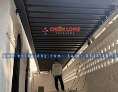 Mái Nhôm Xếp Trượt Tự Động 2.5x10m Chống Nắng Mưa 100%
