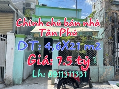 Chính chủ cần bán nhà Diện tích 4,6x21,1m, Hẻm lớn xe Hơi, Đường Nguyên Sơn Tân Phú