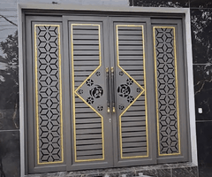 Mẫu cổng sắt 4 cánh trượt quay, Hoa văn CNC thiết kế hiện đại, Sang trọng
