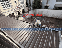 Mái Nhôm Xếp Trượt Tự Động 2.5m x 10m – Chống Nắng Mưa | Công Trình Thực Tế