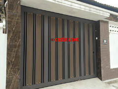 Mẫu cổng 4 cánh ốp lam nhựa gỗ cao cấp ngoài trời ASA