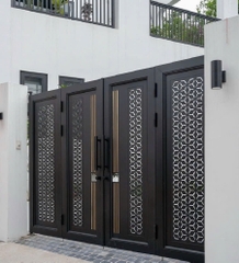 Mẫu cổng CNC 4 cánh hoa văn bong tuyết thiết kế hiện đại