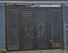 Mẫu cổng CNC 4 cánh hoa văn bong tuyết thiết kế hiện đại