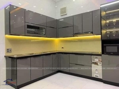 TỦ BẾP KHUNG INOX- CÁNH KÍNH K12