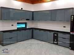 TỦ BẾP KHUNG INOX- CÁNH KÍNH K09