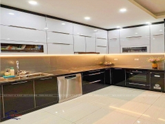 TỦ BẾP KHUNG INOX- CÁNH KÍNH K17