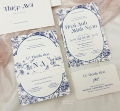 PB 448 - Thiệp họa tiết hoa xanh sang trọng, hiện đại