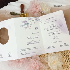 Oval 449 - Thiệp hoa nhí Vintage tím mộng mơ