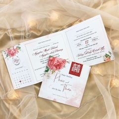 176 Vuông - Thiệp hoa hồng nền cam loang